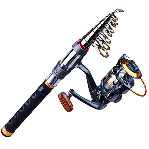 Sougayilang Fishing Rod Reel Combos Pocket Portable Fishing Pole with Left Right Hand Spinning Reel for Outdoor Travel Freshwater Fishing