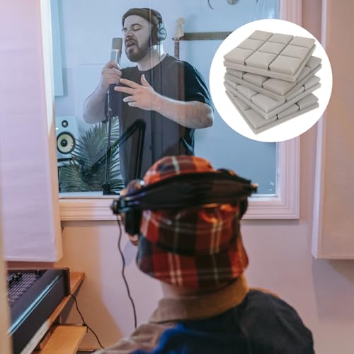 BESTonZON 4 piezas paneles de espuma acústica insonorizantes de alta densidad para aislamiento de sonido en estudio, grabación y teatros miniatura 6
