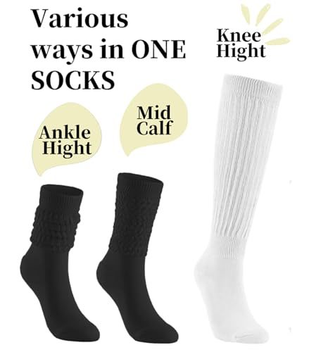 Image of Slouchy Socks for Women Stretchy Knee-High Scrunch Socks Soft Long Slouch Boot Socks