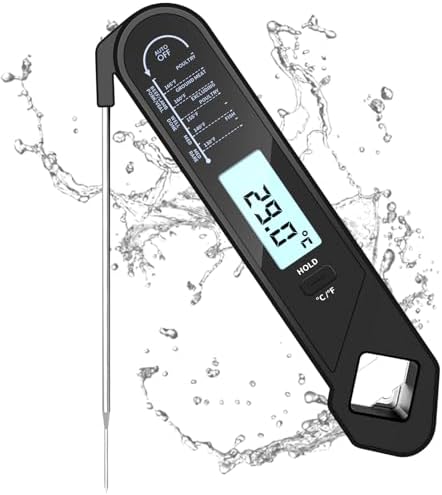 Instant Read Meat Thermometer for Cooking, Waterproof Digital Food Thermometer with ºF/ºC Button, Kitchen Cooking Thermometer for Meat BBQ Grill