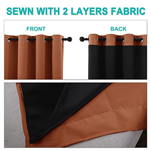 Image of NICETOWN 100% Blackout Blinds, Set of 2, 46 inch x 102 inch, Burnt Orange, Laundry Room Decor Window Treatment Curtains for Large Patio Sliding Door, Thermal Insulated Curtains for Bedroom