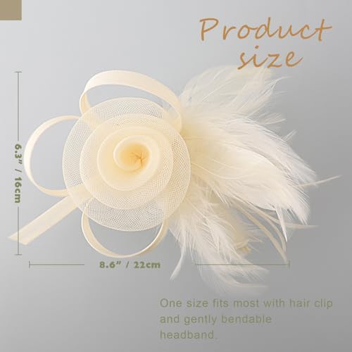 Image of DRESHOW Fascinators Hats for Women Tea Party Fascinator Hats Vintage 50s Headwear Cocktail Wedding Church Derby Hat