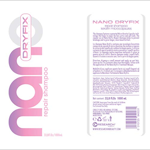 Nano Dryfix Shampoo | Restoring Shampoo With Keratin For Dry, Damaged Hair | Color Safe And Sulfate Free Shampoo (10 Fl Oz) #TOP1