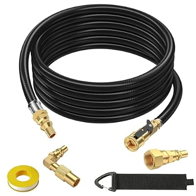 12FT RV Quick Connect Propane Hose for RV to Grill, with Elbow Adapter for 17" and 22" Blackstone Griddles, 3/8" Female Flare Propane Quick Connect Fittings for Grill Camp Chef Stove Portable Fire Pit