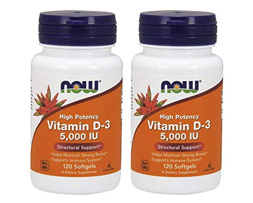 NOW Foods Vitamin D3 5000 Iu (120Softgels) - FamilyPack 2Pack