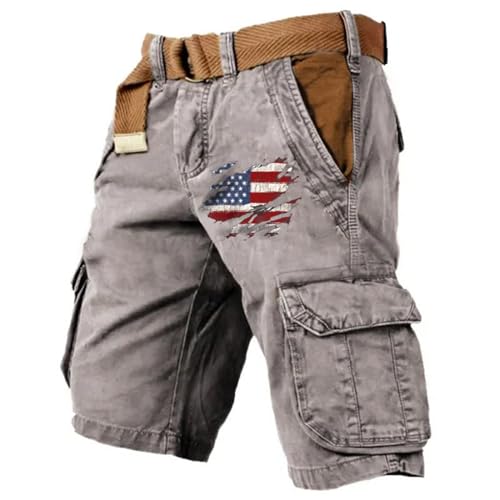 Short cargo gris pour homme style vintage en coton taille S Coupe décontractée