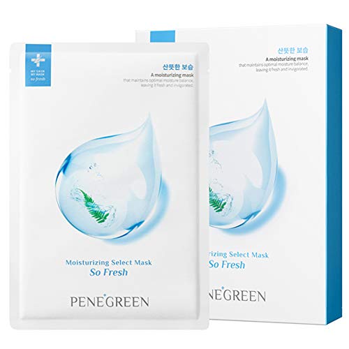 PENEGREEN Sheet Facial Mask Face Mask Korean - Refreshing & Moisturizing Formula for Tired Skin, Original K-Beauty Skin Care (So Fresh) x 10 sheets