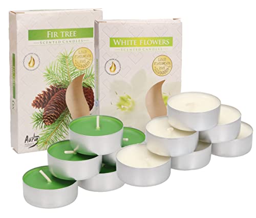 KOTARBAU® 12er Pack Duftkerzen Teelichter White Flowers Tanne...
