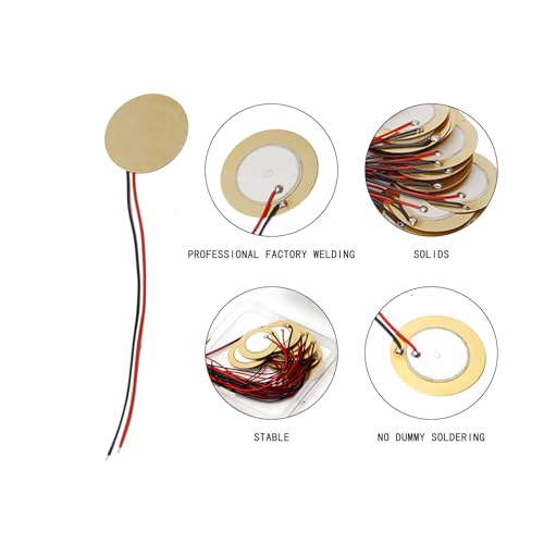 35mm Piezo Disc Transducer Contact Microphone Trigger Sound Sensor with 3.94 Inches Wires for Acoustic Instrument, Mic Drum Trigger Acoustic Pickup CBG Guitar