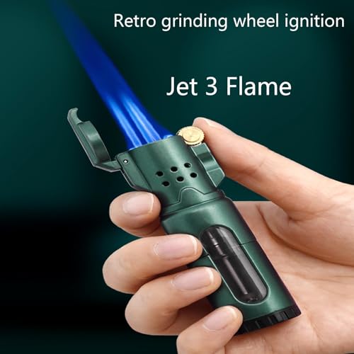 Encendedor Windproof 3 Llamas con Rueda Verde miniatura 2