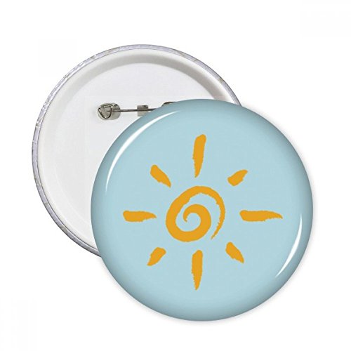 Peinture à la main jaune soleil pins badge rond XL multicolore