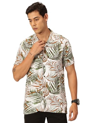 Image of Thomas Scott Men's | Floral | Half Sleeve | Slim Fit | Cotton Rayon | Cuban Collar | Casual Shirt