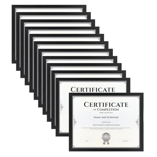 HORLIMER 8.5 x 11 Picture Frame Set of 12, Black Photo Frames 8.5 by 11 for Certificate Diploma Document, Wall Hanging or Tabletop Display