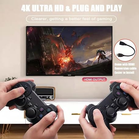 Video Game Stick Embutido 10000 Jogos 64G 2.4G Controlador Sem Fio HD Console de Videogame Retrô 4k