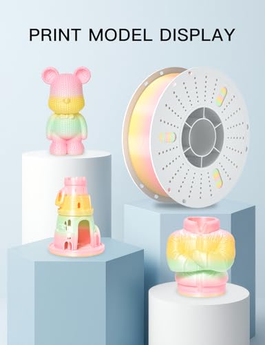 Image of PINBALL Silk Rainbow PLA 3D Printer Filament 1.75mm Shiny Multi-Color Changing Filament 3D Printing PLA Filament Dimensional Accuracy + /- 0.02mm 1 KG Silk Rainbow Guava