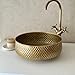 Custom Made 16 Guage Solid Brass Bathroom Sink, Round Coutertop Brushed Brass Bathroom Basin, Handmade Hammered Copper Above Counter Vessel Bowl sink for Kitchen or Bathroom (14