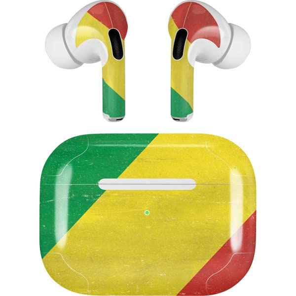 Skinit Decal Audio Skin Compatible with Apple AirPods Pro (2rd Gen, 2022) - Skinit Originally Designed Republic of The Congo Flag Distressed Design