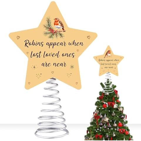Robin Christmas Tree Topper Decoration Robins Appear When Lost Loved Ones Are Near Wooden Christmas Star Topper Decor Ornament Cover