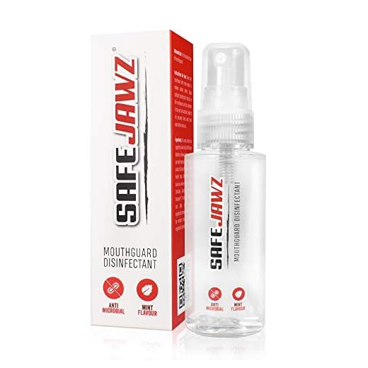 SAFEJAWZ Spray desinfectante para Protectores bucales Limpiador Protector de Goma Antimicrobiano con Sabor a Menta. 50ml.
