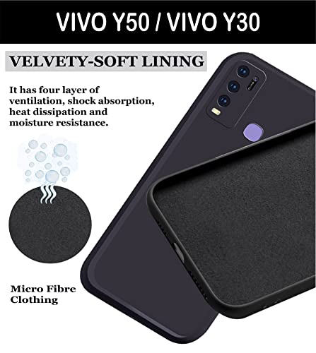 Image of A rtistque Liquid TPU Silicone Matte Shockproof Flexible with Camera Protection Soft Back Cover Case for Vivo Y50 / Vivo Y30 - Black