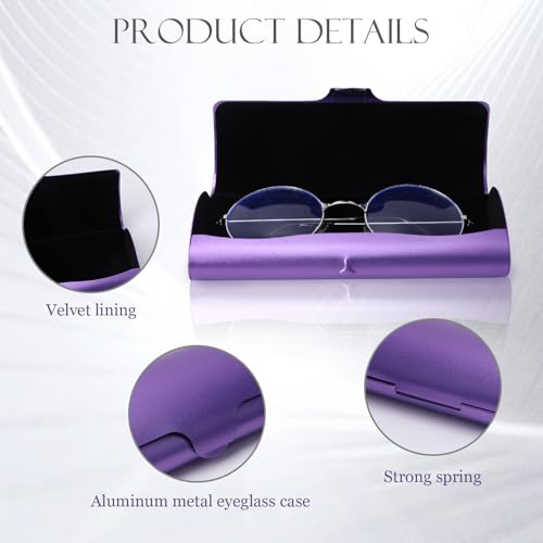 Image of Hifot Aluminium Glasses Case, Slim Reading Glasses Case, Portable Travel Metal Eyeglass Spectacles Protection Hard Shell