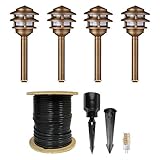 VOLT 3-Tier Brass Pagoda LED Path Light 4-Pack Kit (Bronze)