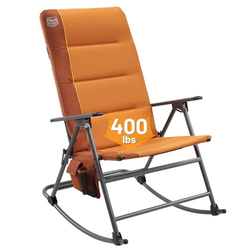 Timber Ridge Oversized Folding Rocking Chair, Padded, Orange
