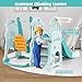 Costzon 4 in 1 Toddler Slide and Swing Set, Castle Indoor Outdoor Baby Swing with Slide, Swing, Climber, Basketball Hoop and Ball, Kids Climber Playground Playset for Boys Girls Gifts Presents