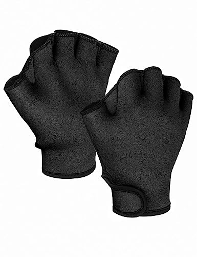 image for FitsT4 Sports Aqua Gloves Webbed Paddle Swim Gloves Fitness Water Aero