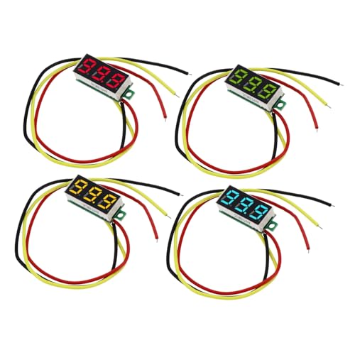 KAILIKETIY 4個 デジタル電圧計 三線式 逆接続保護付 バッテリーボルテージモニター 車 バイク用安定測定
