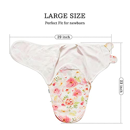 Image of Little Tots Swaddle Blanket for Baby Girl Boy Easy Change Infant Wrap 3 Pack Adjustable Sleep Sack for Newborn Babies 0-3 Month (Rainbow and Flowers)