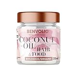 BENVOLIO - Olio di Cocco per Capelli Biologico Total Body Food | 200ml | per Capelli Ricci, Secchi o Crespi | Termoprotettore, Leave in Conditioner | Alimentare | Coconut Oil For Hair