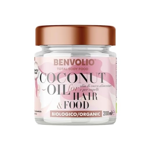 BENVOLIO - Aceite de Coco Para el Cabello Orgánico Bio Total Body Food | 200ml | Protector Térmico Pelo & Mascarilla Pelo | Fortalece y Hidrata | Para Cabello Rizado y Seco | Coconut Oil Hair