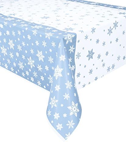 Unique Party 51002 - Plastic Clear Snowflake Christmas Tablecloth, 7ft x 4.5ft