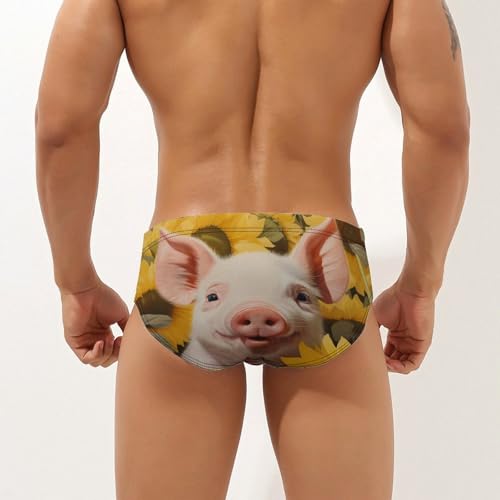 Pig in Sunflowers Men's Swim Brief Sexy Bikini Swimwear Swimsuit Board Surf Shorts Trunks2