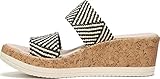 BZees Womens Resort Cork Strappy Wedge Sandal, Black Natural, 8 Wide US