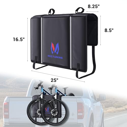 MICTUNING Tailgate Bike Pad for Mountain Bike, Secure 2 Bikes on Truck, ScratchResistant Tailgate Pad with Reflective Strips and Tool Pocket, for Outdoor Bicycle Transportation - Thumbnail 7