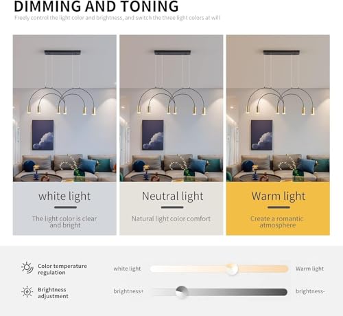 Lustre moderne en métal doré et noir avec 6 spots LED dimmables