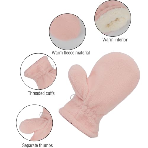 INOGIH Toddler Kids Winter Sherpa-Fleeced-Lined Warm-Mittens,Outdoor Winter Ski Gloves for Cold Weather2
