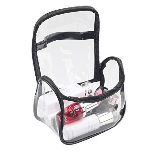Heavy Duty Clear Cosmetic Bag Waterproof Transparent Travel Makeup Toiletry Organizer Bag (Black) - Thumbnail 3