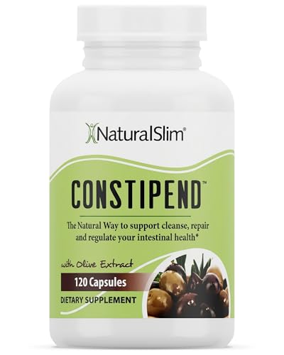 NaturalSlim Constipend Magnesium Oxide for Constipation Relief Colon Cleanser & Stool Softener for Women & Men with Magnesium Citrate Aspartate & Olive Extract 120 Vegetable Capsules 1 Pack