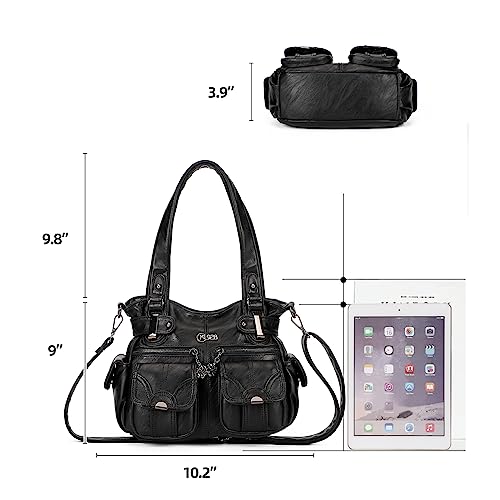 Image of KL928 Women's Shoulder Purse Large Hobo Tote PU Leather Multi-Pocket Bag | Large capacity, water-resistant, easy-clean, adjust strap, fits 10.2 inchipad, pockets, compartments, zipper, shop, travel, daily