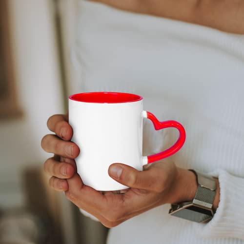 Mr.r 11Oz Sublimation Blank Coffee Mugs,Cup Blank White Mug Cup With Red Color Mug Inner And Heart Handle,Set Of 36 #TOP4