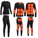 YEYUBIW Women's Heated Underwear Suit 3 Temperature Adjustable 28 Heating Zone Thermal Warm Base Layer for Outdoor Skiing,S,Black