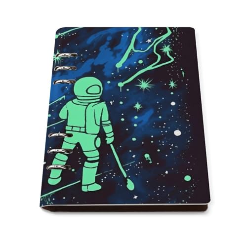 Cuaderno A5 de piel sintética premium con 6 anillas y acabado luminiscente