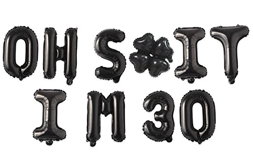 Image of Oh I'm 30! Latex Balloons 16 Inch Black Hallo Thirty Cheers to 30 Years Old Theme Decor for Man Woman Happy 30th Birthday Party Photo Studio Prop Flag Decorations Favors Supplies