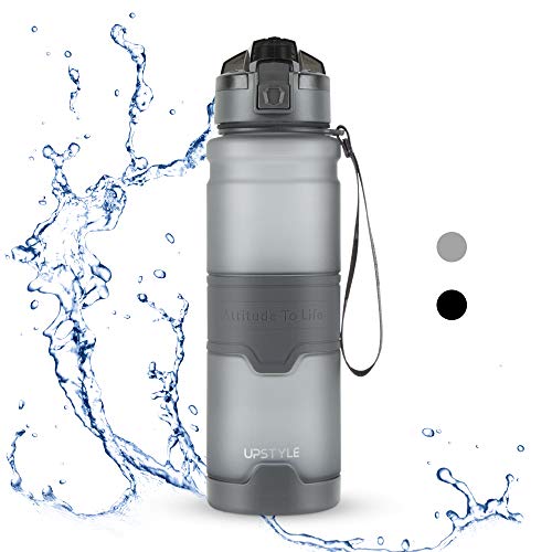 Night Cat Sport Trinkflasche wasserflasche 1L BPA BPS frei Mit Auslaufsicherer Flip Cap und Mattierter Oberfläche für Sport Trainieren Fitness Büro Wandern