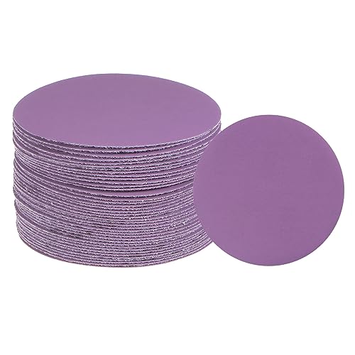 uxcell 40pcs 1200 Grit Purple Sanding Discs 3 Inch Hook and Loop Aluminum Oxide Orbital Sanding Pads Paper Wet Dry Polish for Metal Woodworking Drywall