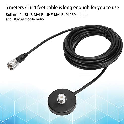 Vehicle Mobile Radio Antenna Magnetic Base for Car Radio,Sucker Magnet Mount Base Cable Connection Style W/5M(16.4ft) Coaxial Cable PL - Image 4