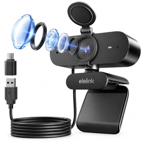 4K UHD Webcam, PC Kamera mit schnellem Autofokus, 2 Mikrofon für Laptop Mac – Ansicht 1